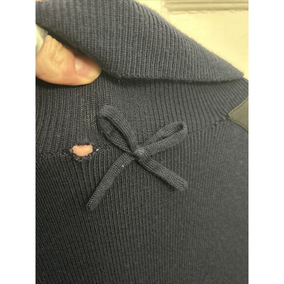 KATE SPADE Wool Turtleneck Midi Knit Navy Dress Sheep Skin Leather Detail XS - Picture 7 of 7